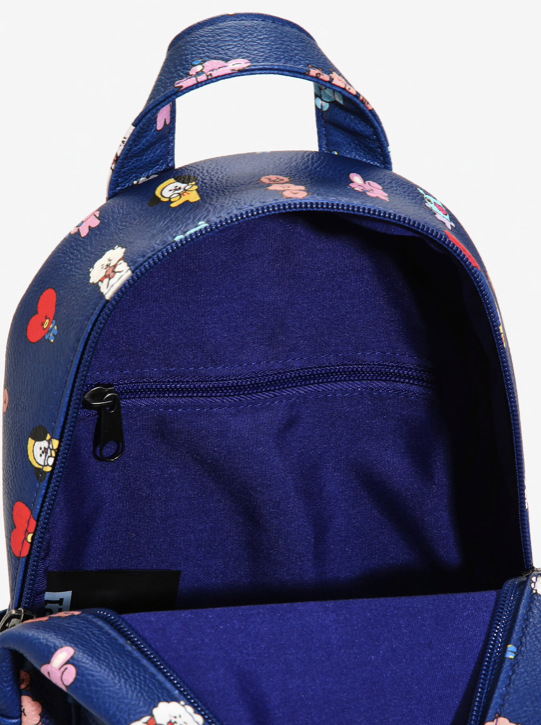 bt21 blue allover print mini backpack BABY Ribboned U Clear Pocket Plush RJ DescriptionChant it loud Mochila BT21 Bts Azul Allover