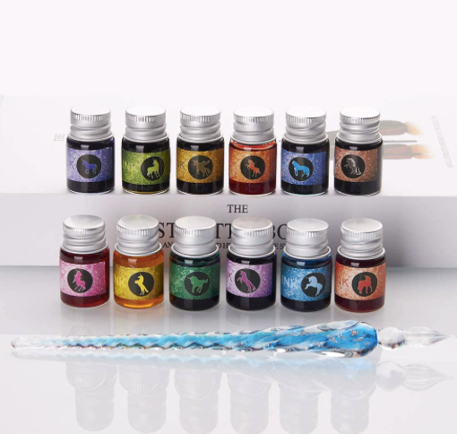 Set De Pluma De Cristal Paquete 12 Tintas