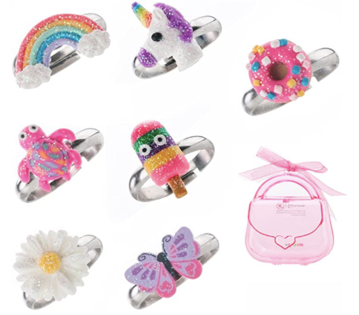 Set De Anillos Niña Divertidos 7 piezas
