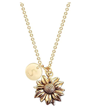 Collar Girasol Con Inicial Redonda