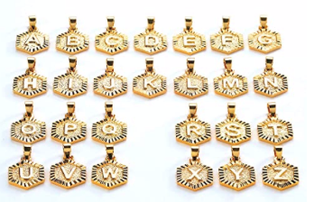 Collar Inicial Hexagonal o Rectangular Dorada