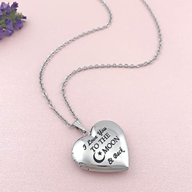 Collar Relicario Corazon To The Moon And Back