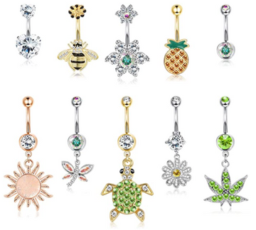 Set De Piercings Para Ombligo Yadoca