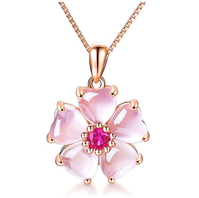 Collar Princesa Collar Mulan Flor De Cerezo Rose Gold