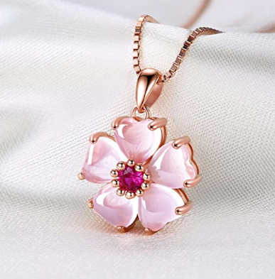 Collar Princesa Collar Mulan Flor De Cerezo Rose Gold