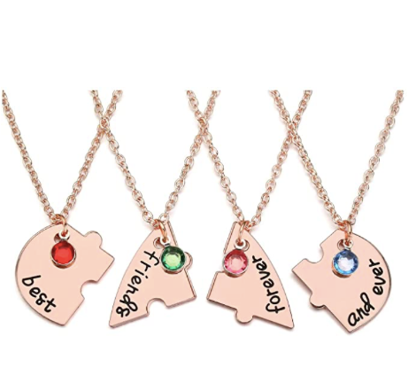 Collar Corazon Mejores Amigas 4 Piezas Dorado