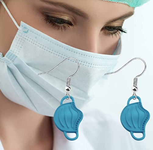 Set De Aretes Cubrebocas Medico
