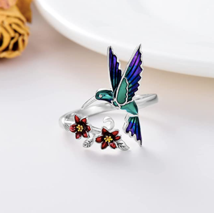 Anillo Colibri Plata .925 Colores
