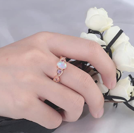 Anillo Opalo Oro Rosa CiNily