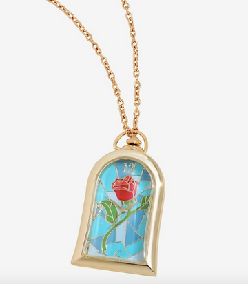 La Bella Y La Bestia Collar Relicario Reloj Rosa Bella Encantada