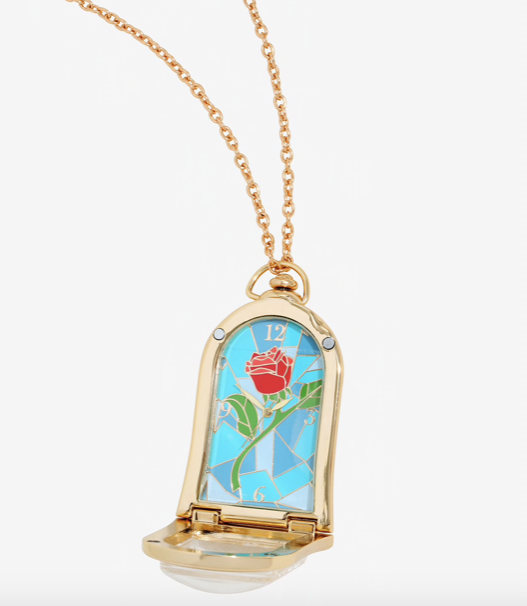 La Bella Y La Bestia Collar Relicario Reloj Rosa Bella Encantada