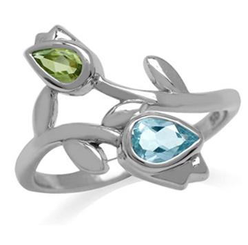 Anillo Tulipan Rosas Plata.925