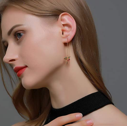 Collar Colibri Piedra Roja Set Con Aretes