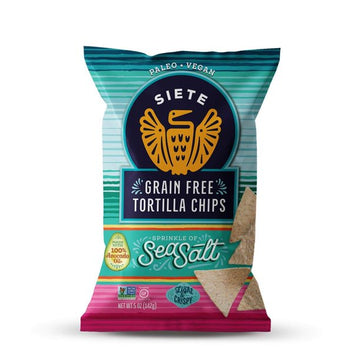 Siete Family Foods Tortilla Chips, Grain Free, Sprinkle of Sea Salt, Bolsa de 5 oz.
