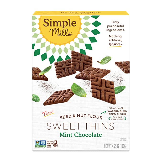 Simple Mills Sweet Thins Cookies, Chocolate de Menta, 4.25 onzas (paquete de 1)