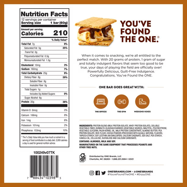 ONE Protein Supplement Bar, S'mores, 20g Protein, Cont. 4