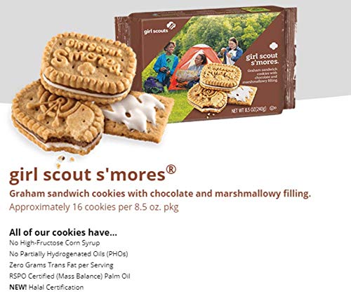 Girl Scout, Cookies, S'mores, galletas de sándwich Graham con relleno de chocolate y malvavisco, paquete de 2