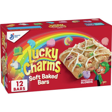 Lucky Charms Soft Baked Chewy Cereal Treat Bars, Snack Bars, 12 Barras