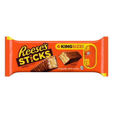 REESE'S, STICKS Milk Chocolate, Peanut Butter and Crisp Wafers Candy Bars, 4 Barras de 3 oz