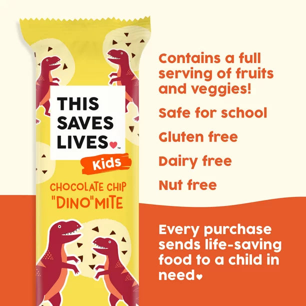 This Saves Lives Kids' Snack Bars, Chocolate Chip Dino Mite, Cont. 15, 0.88oz Granola Bars
