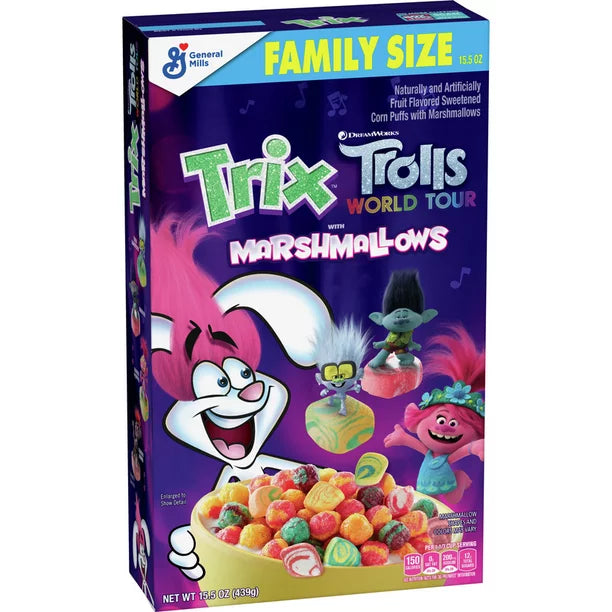 Trix Trolls Breakfast Cereal con Malvaviscos, 15.5 oz