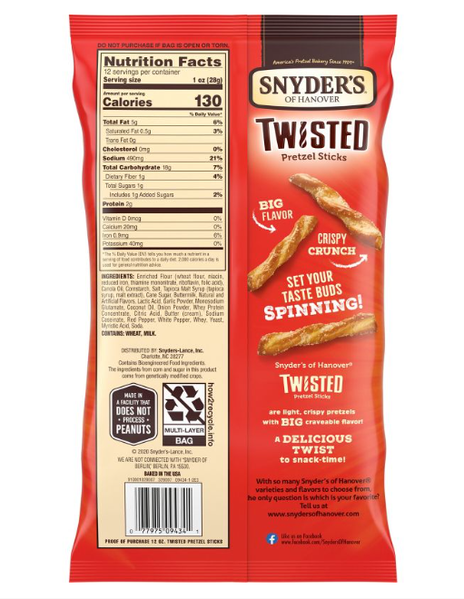 Snyder's of Hanover Twisted Pretzel Sticks - 12oz