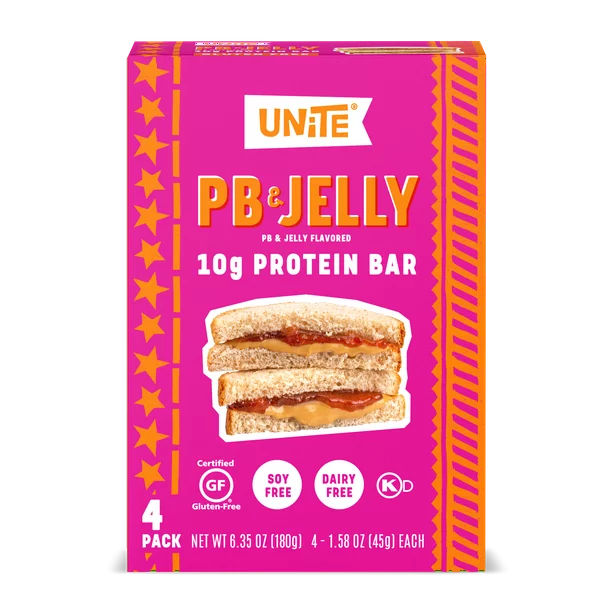 Unite Food, Natural Ingredient Protein Breakfast Bar, Peanut Butter and Jelly, Cont. 4, 1.59 oz.