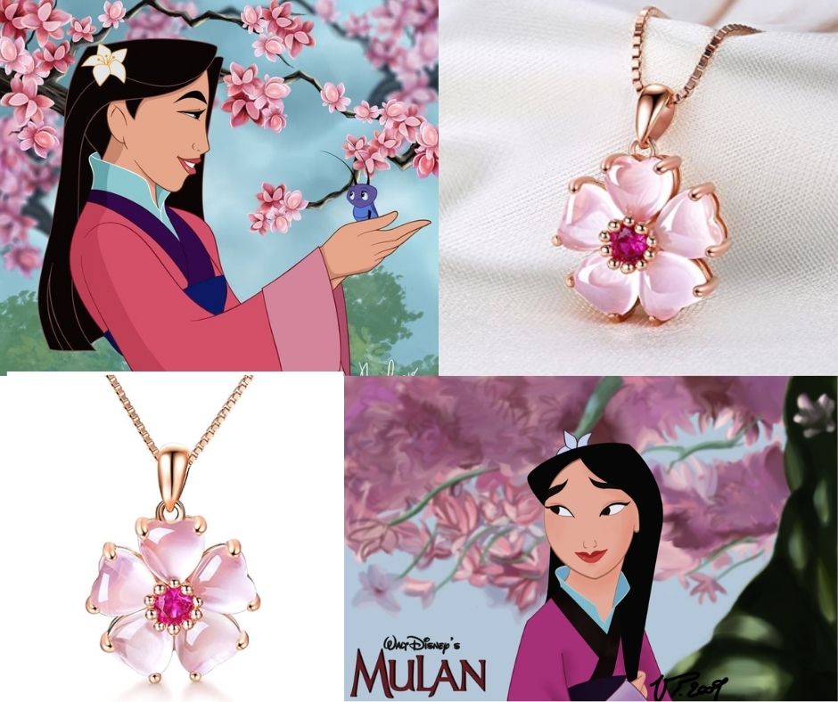 Collar Princesa Collar Mulan Flor De Cerezo Rose Gold