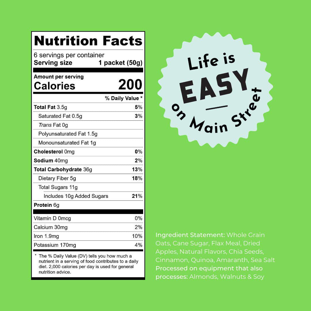 Bakery On Main Instant Oatmeal Gluten Free Apple Pie, 6 Paquetes de 4