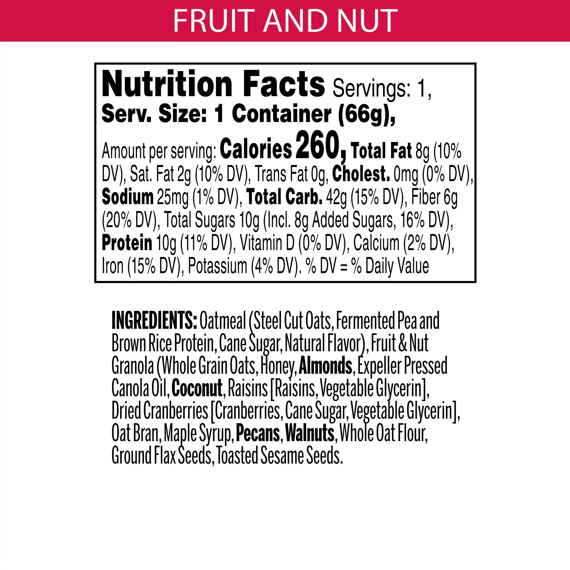 Bear Naked Granola and Steel Cut Oatmeal, Fruit and Nut, 2.3 Oz