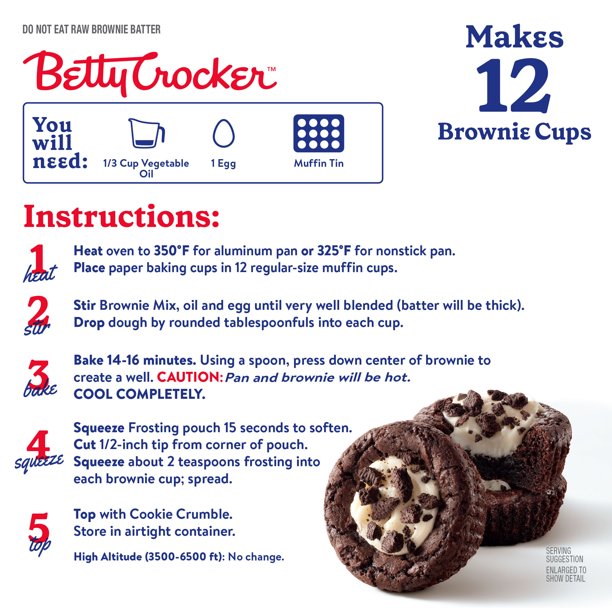 Betty Crocker Brownie Cups Mix, Cookies and Crème, 13.6 oz