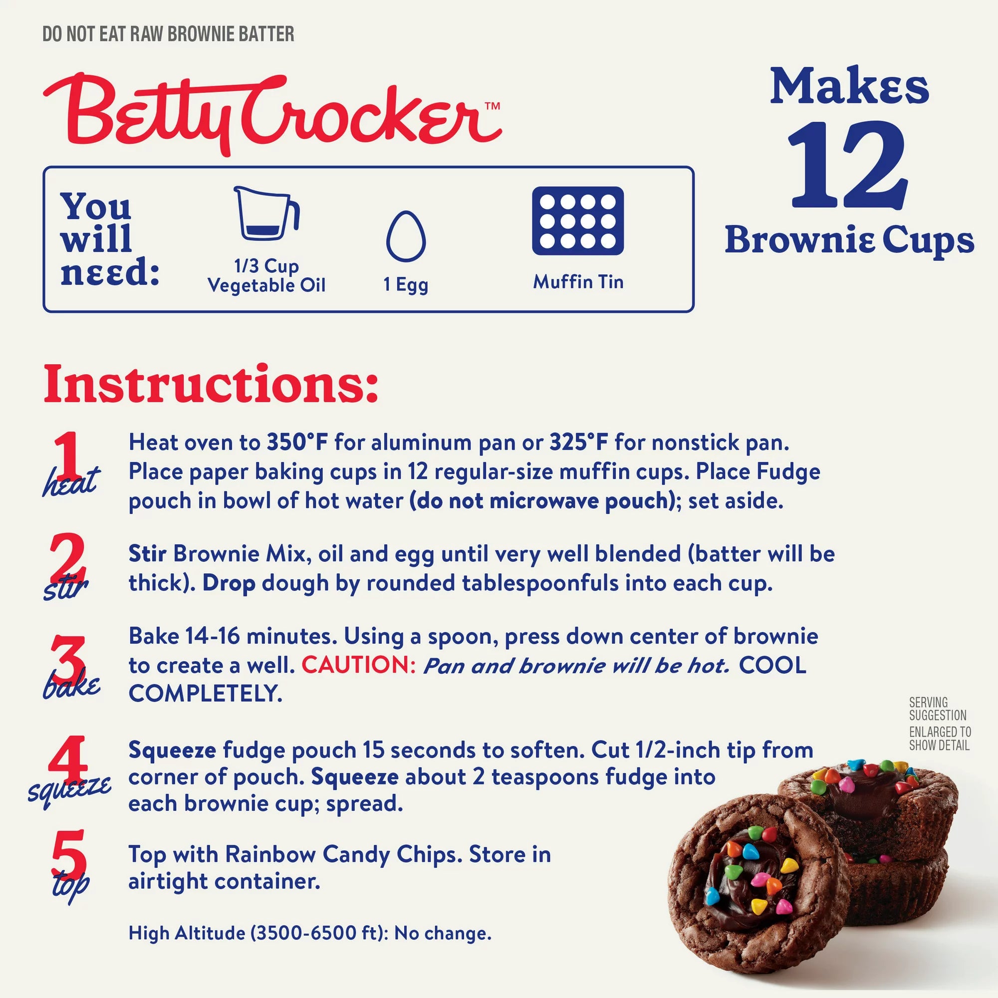 Betty Crocker Brownie Cups Mix, Rainbow Fudge, 13.7 oz
