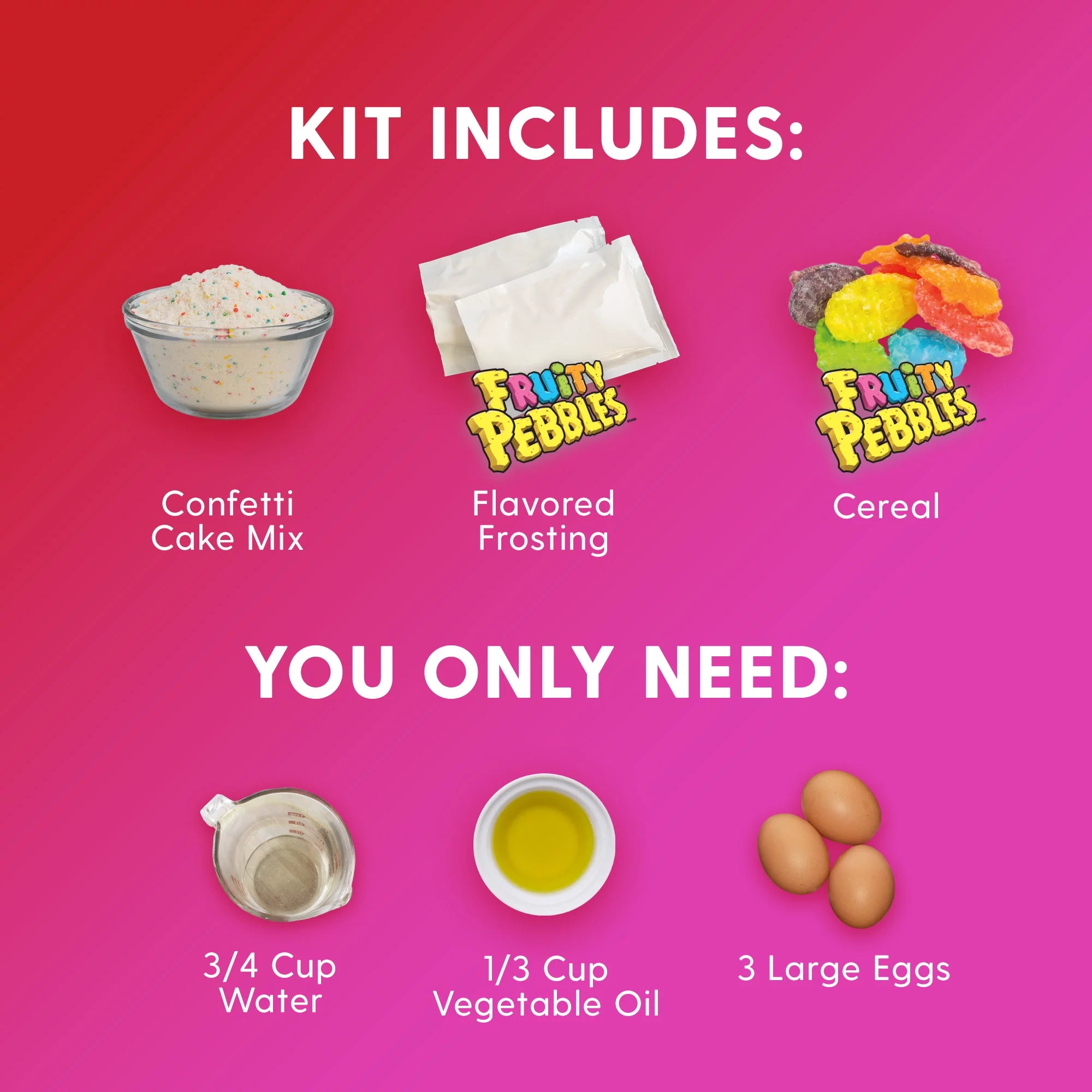 Duncan Hines Epic Fruity Pebbles Cake Mix Kit, 28.5 oz