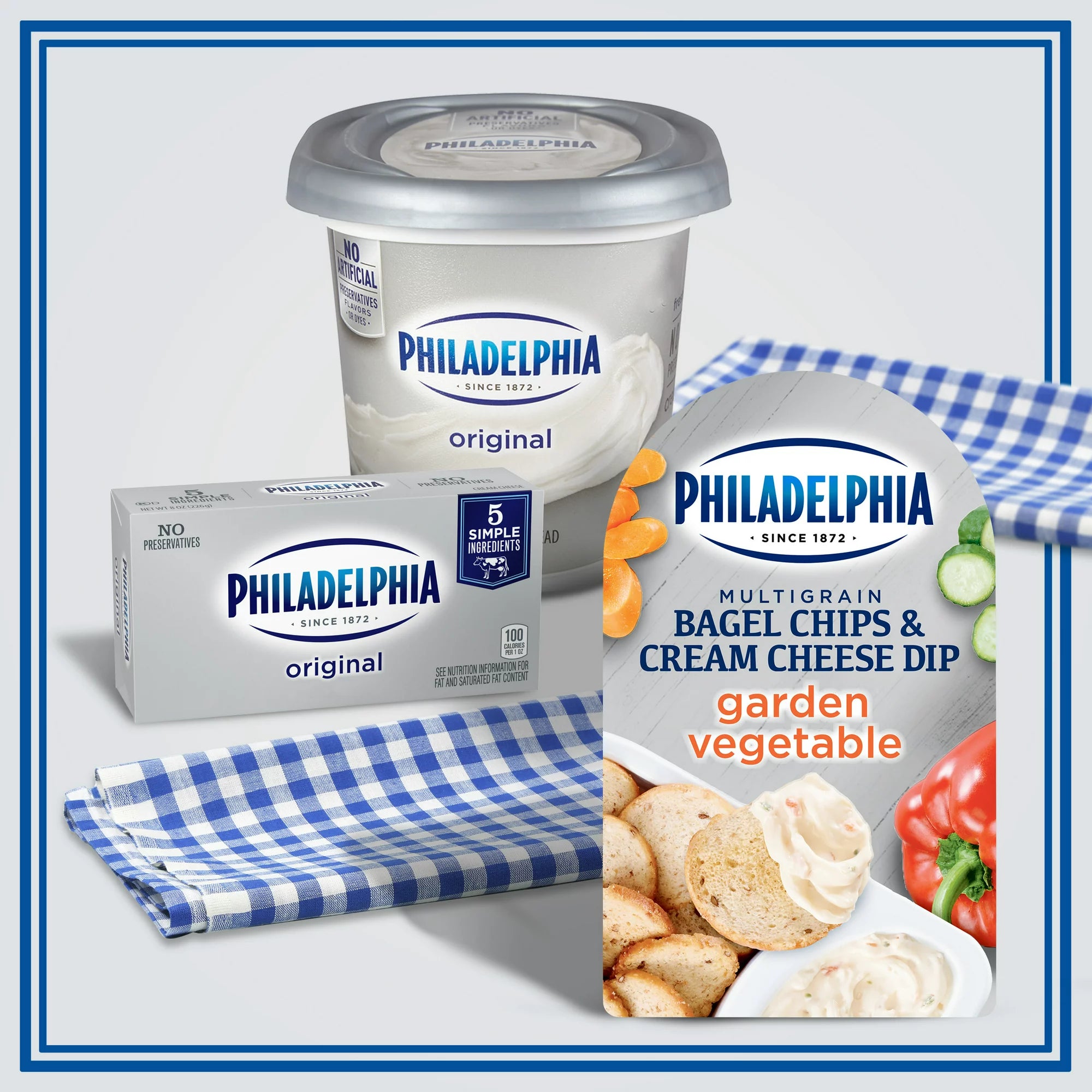 Philadelphia Multigrain Bagel Chips & Garden Vegetable Cream Cheese Dip Snack, 2.5 oz