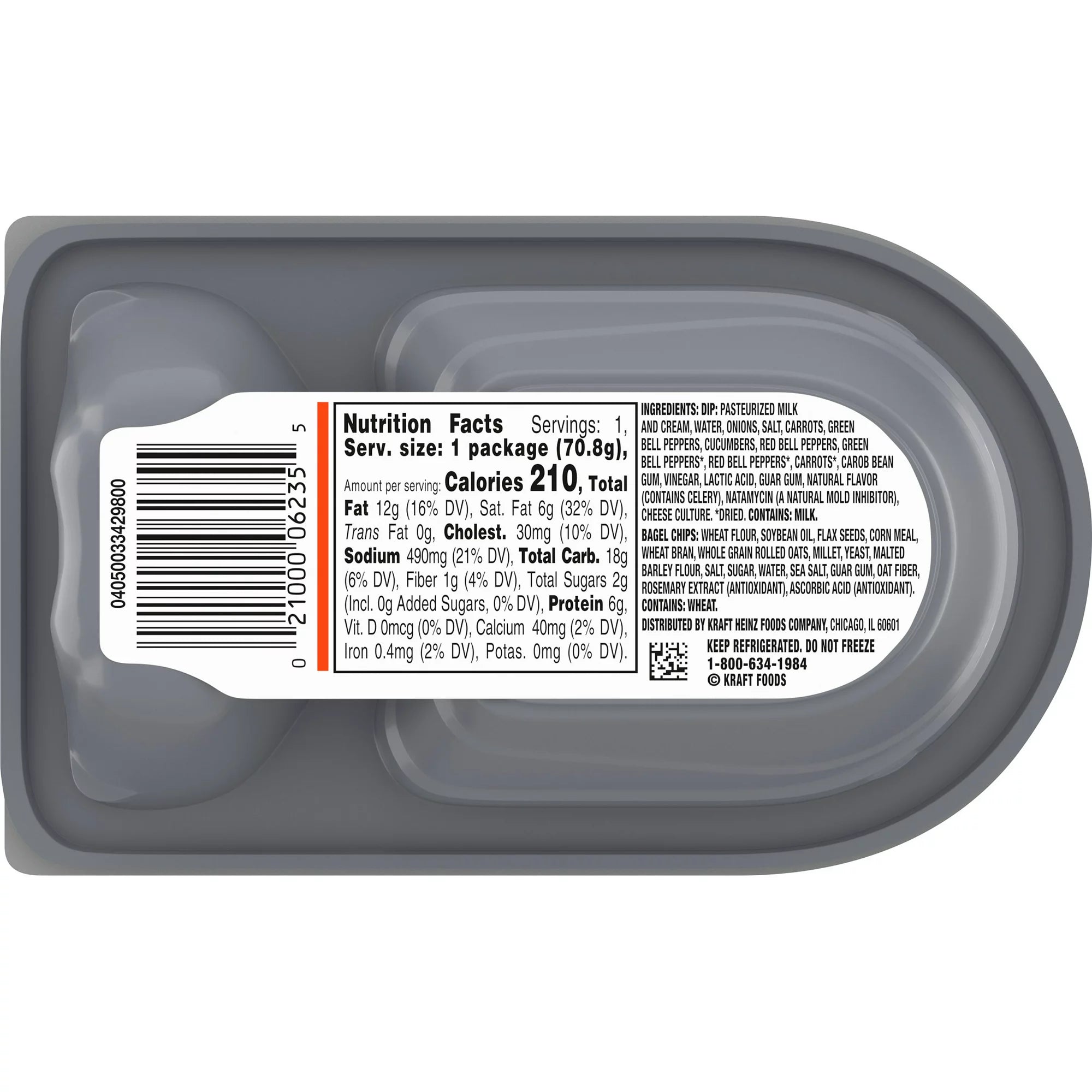 Philadelphia Multigrain Bagel Chips & Garden Vegetable Cream Cheese Dip Snack, 2.5 oz