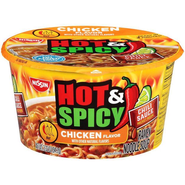 Nissin Foods Hot & Spicy Chicken Bowl Noodles
