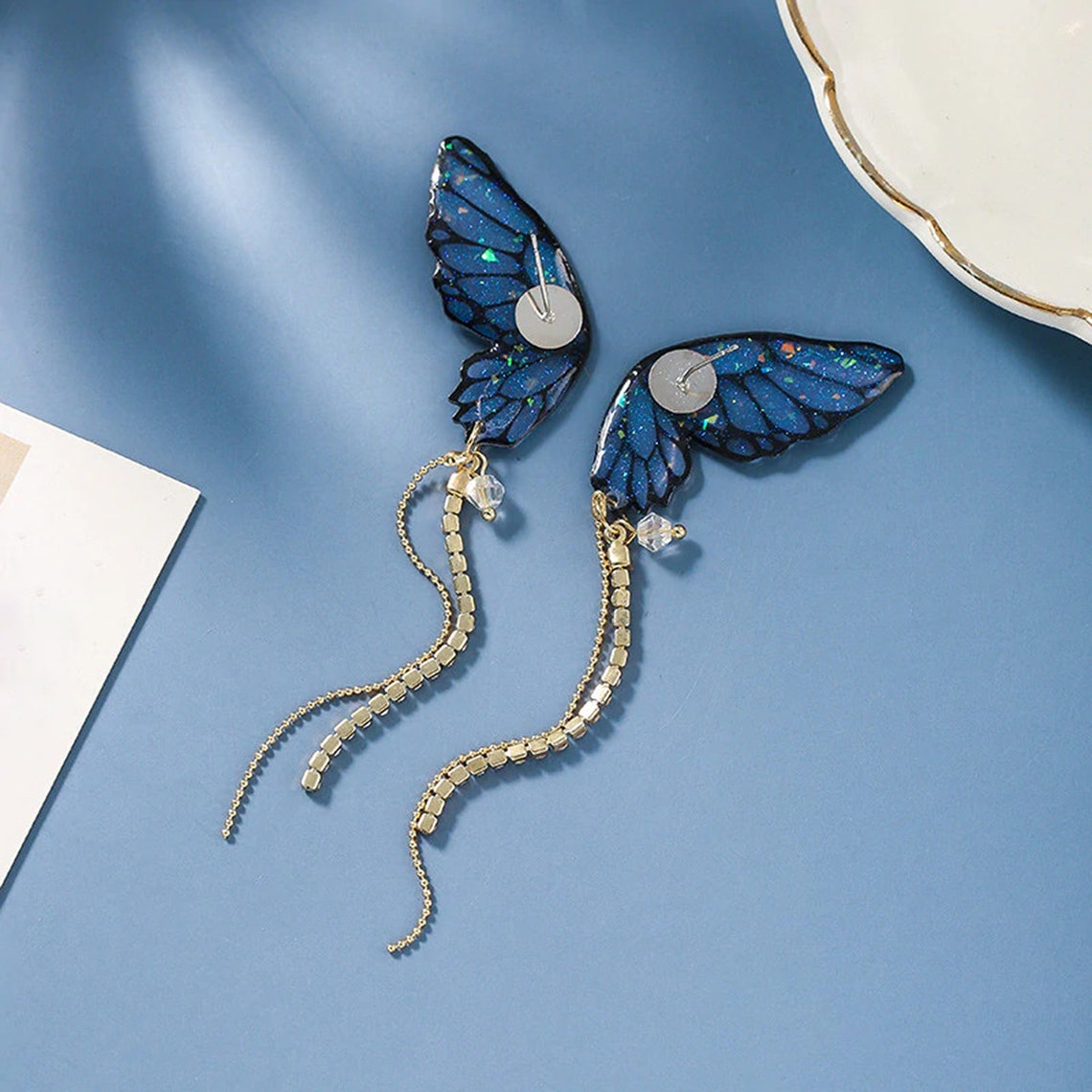 Aretes De Mariposa Alas Azules