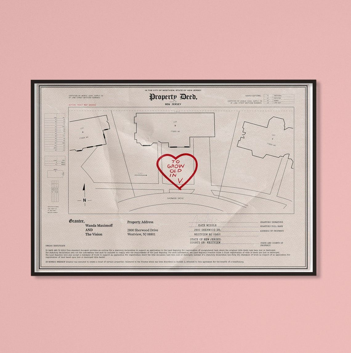 WandaVision Impresion - To Grow Old in V. - Westview Deed- Marvel Studios