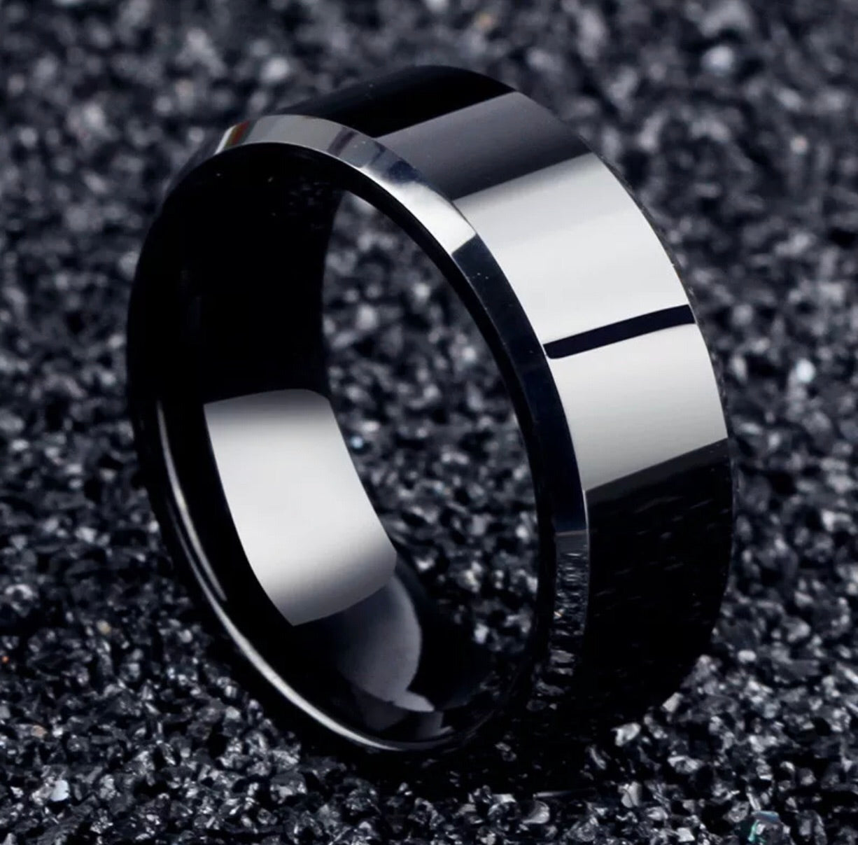 Anillo Acero Negro Caballero
