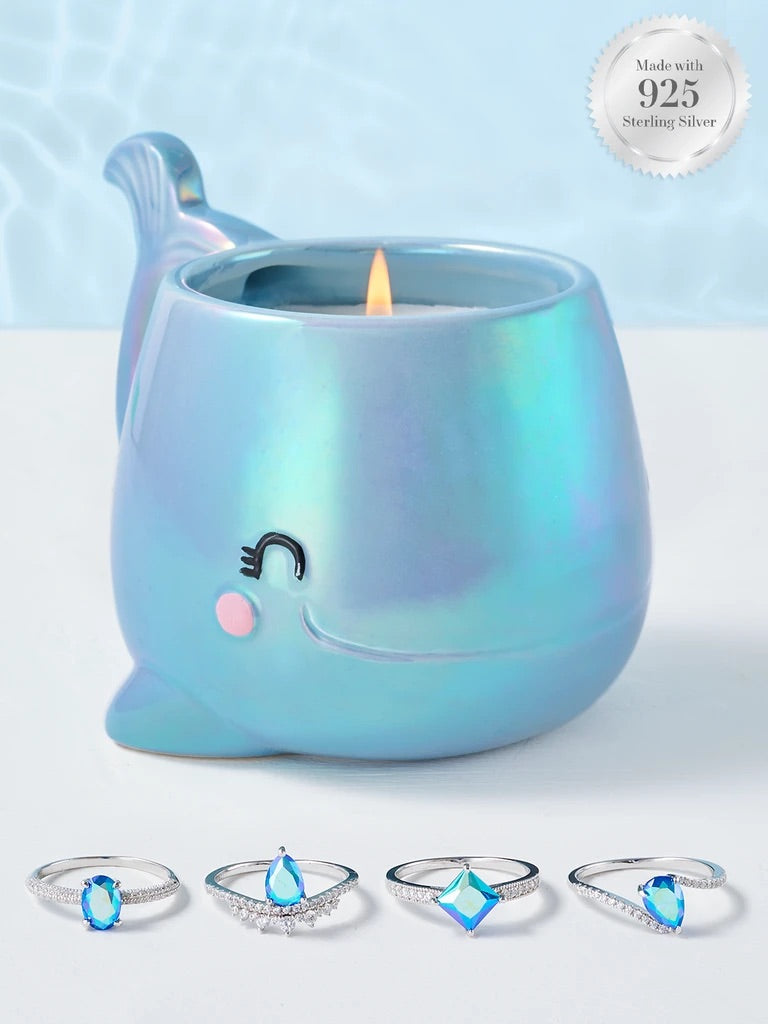 Vela Mágica Sorpresa Ballena Anillo Plata.925