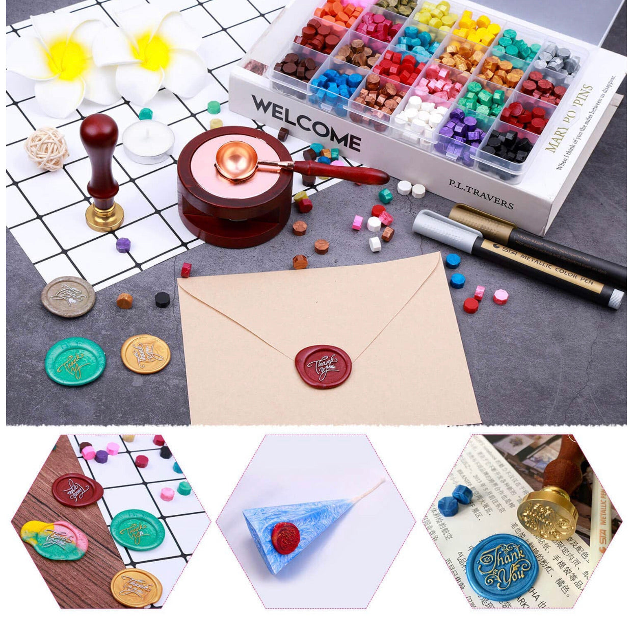 Set De Sellos Cera Colores