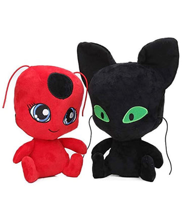 Miraculous Lady Bug Set De Peluches Plata y Tikki