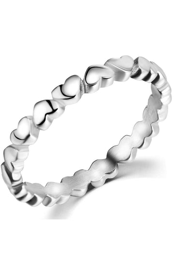 Anillo De Corazones Plateado
