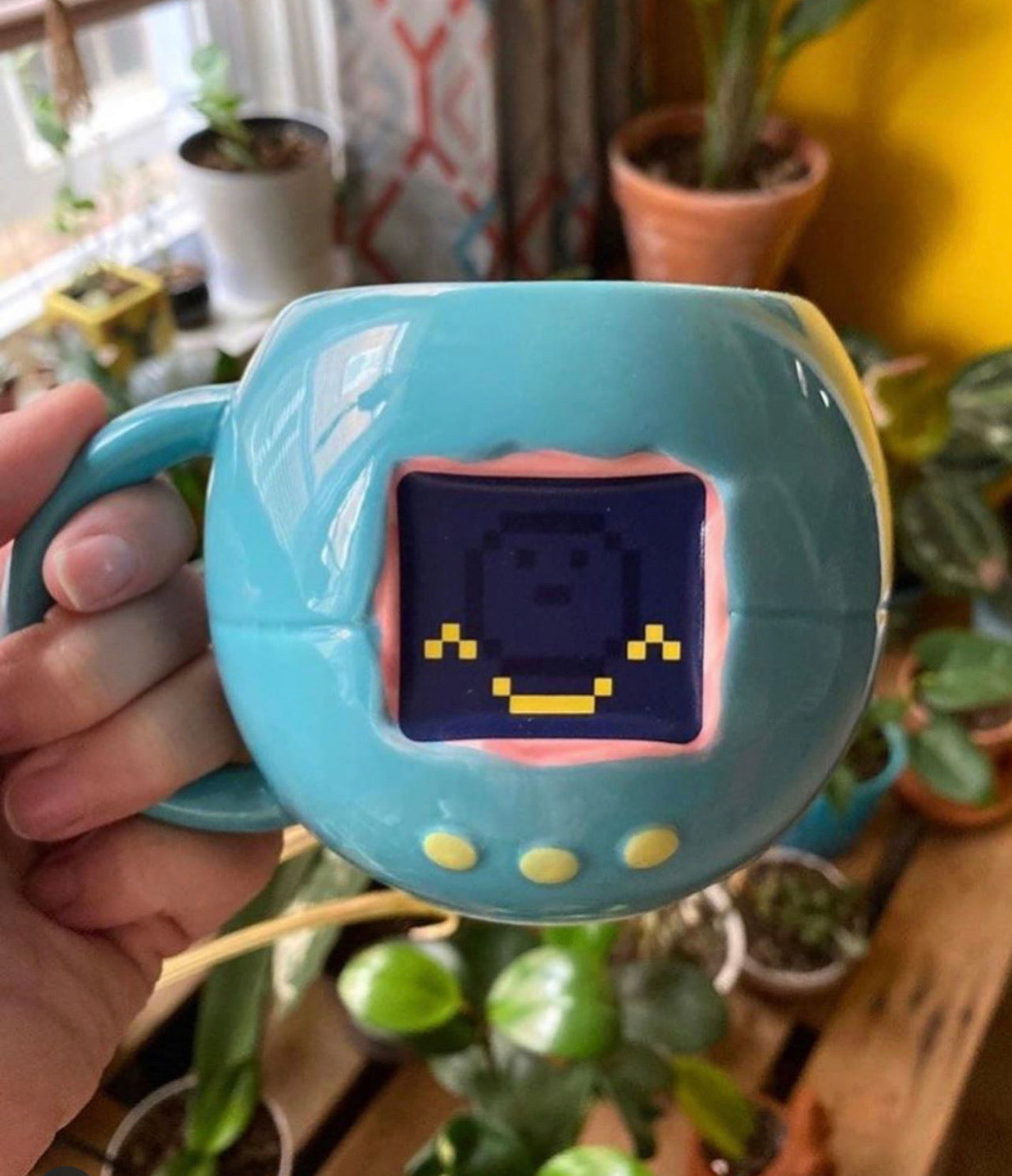 Taza Tamagotchi 90’s Azul Cambia De Color