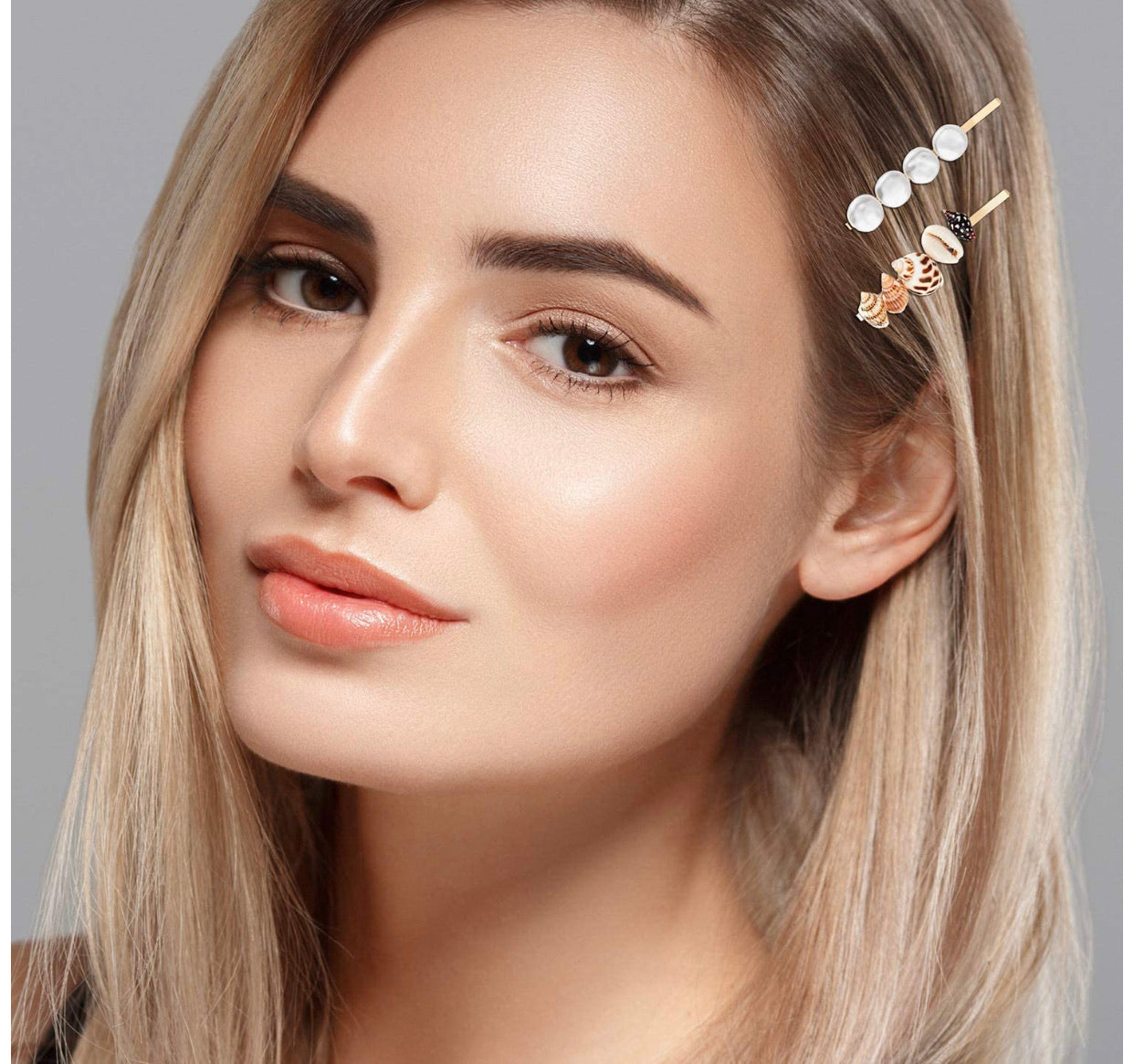 Set Broches Cabello Concha 12 pz