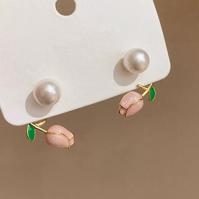 Tulipán Set De Aretes Con Perlas Pre Orden