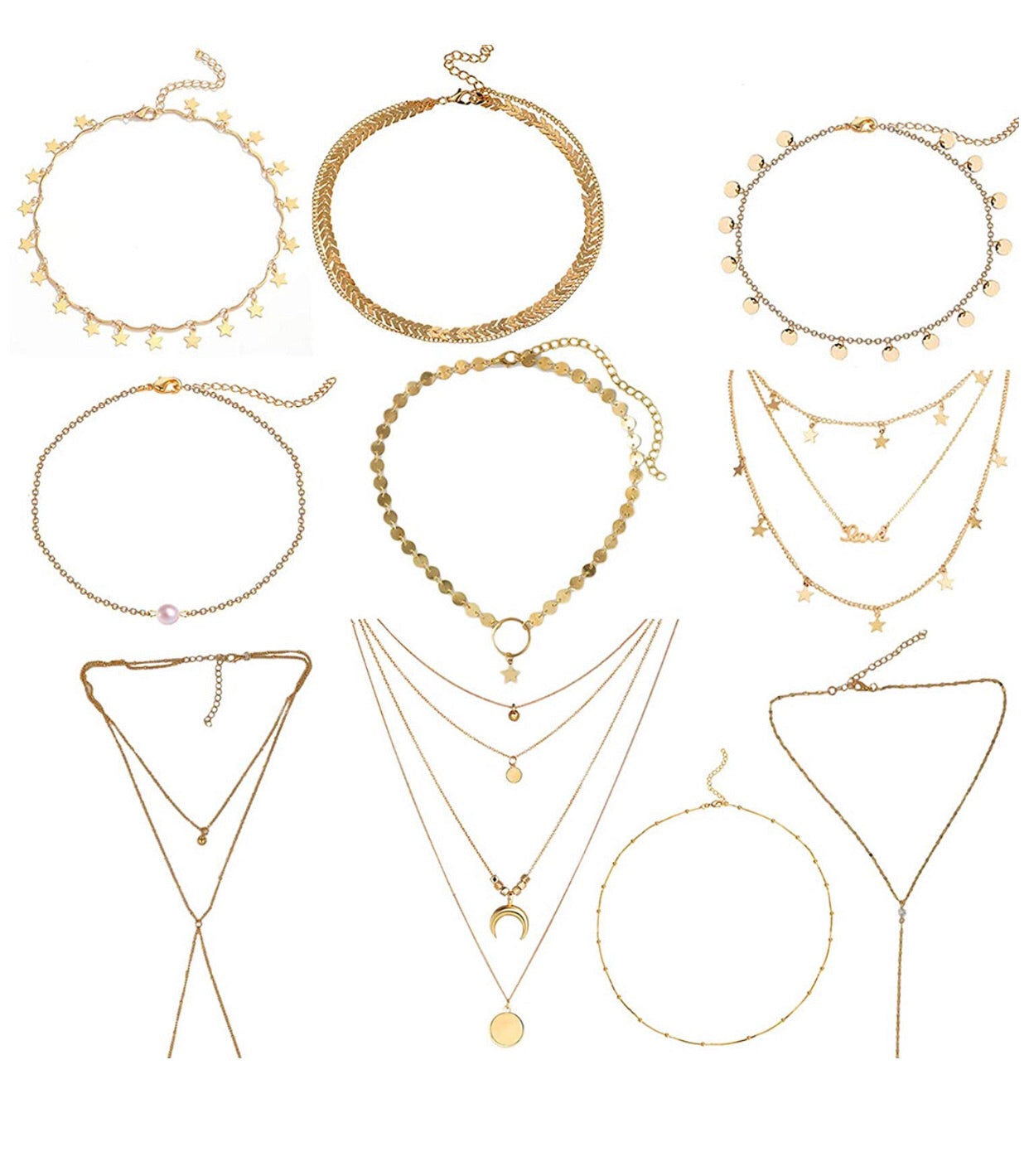 Set de 10 Collares Layers Dorado