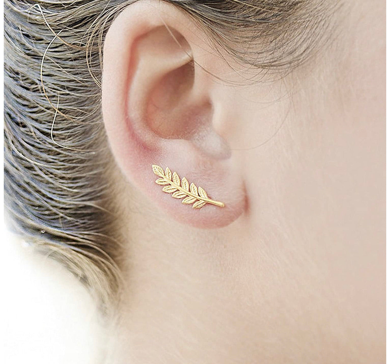 Set De Aretes Plumas Doradas