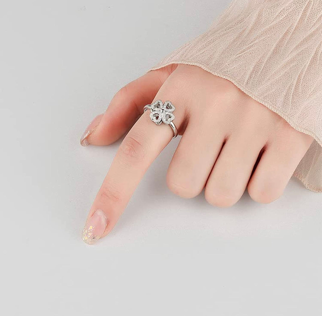 Anillo Trebol Giratorio Para Ansiedad