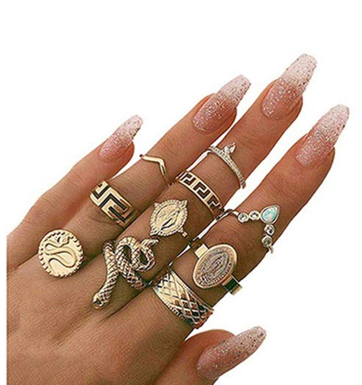Set De Anillos Boho Medusa 10pcs